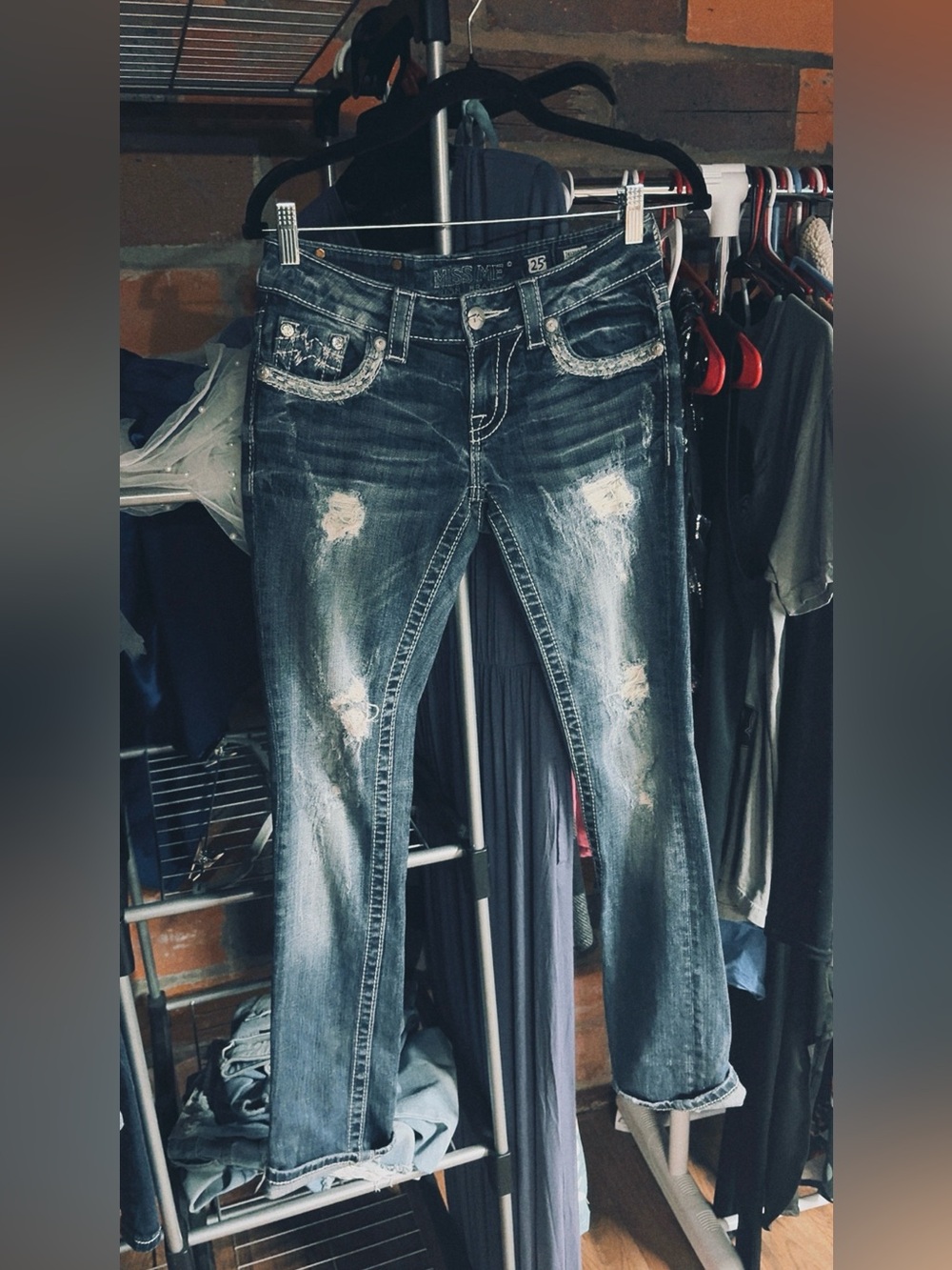 Miss Me Dark Wash Distressed Skinny Jeans